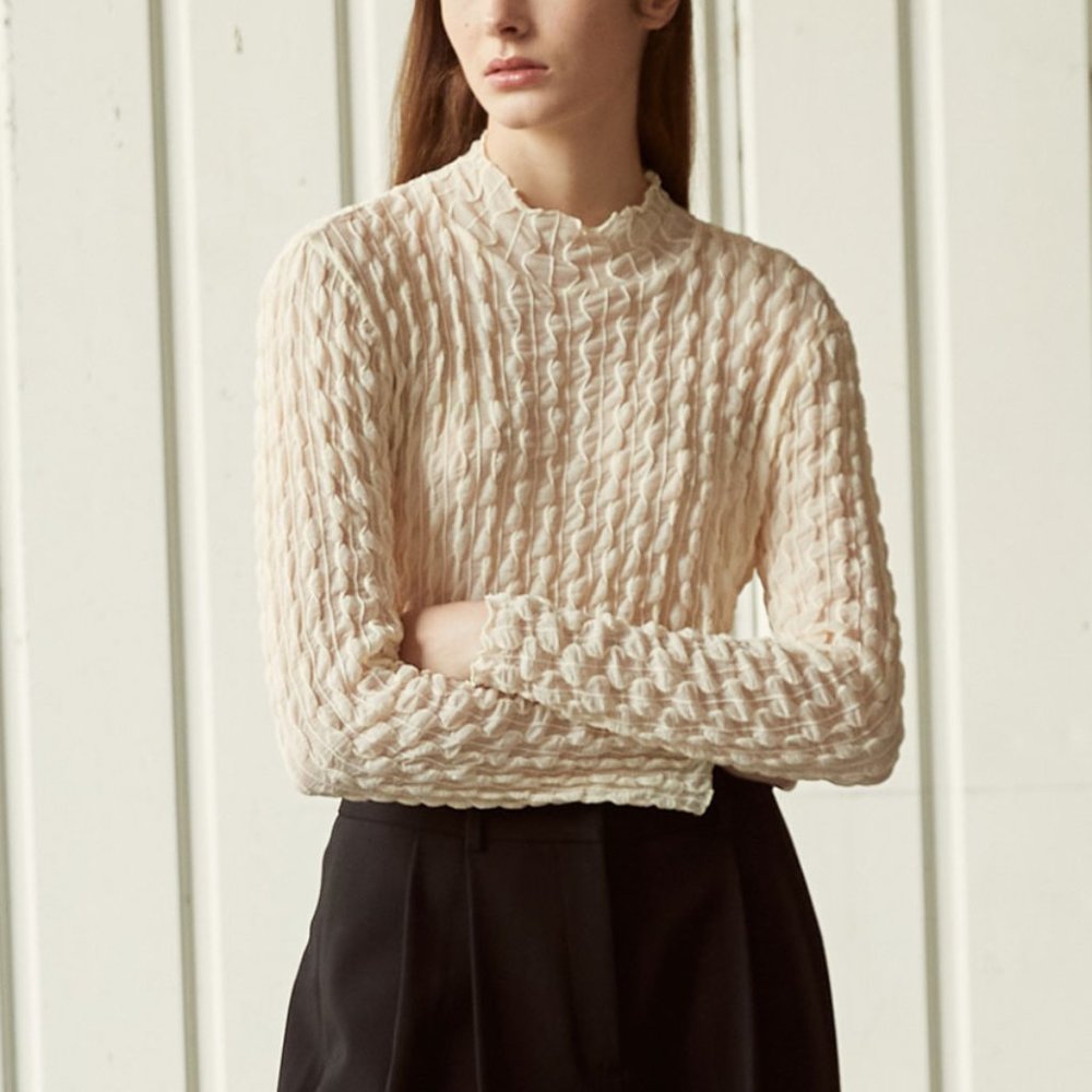 WConcept white ruffled long-sleeve top